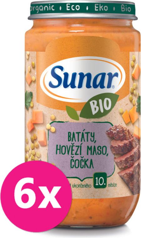 6x SUNAR BIO Batáty, hovězí maso, čočka 235 g - obrázek 1