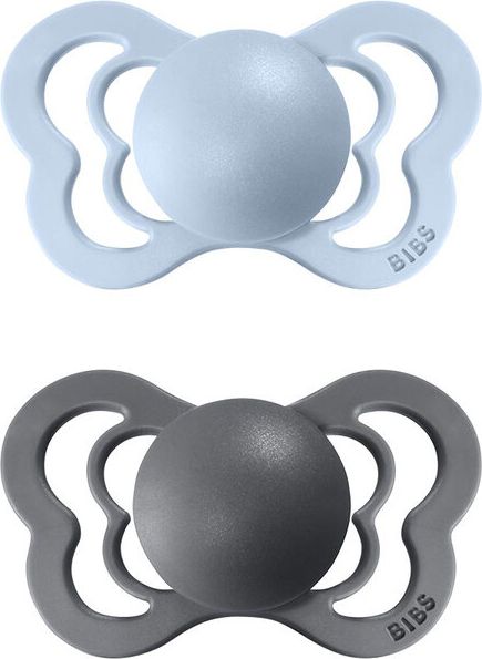 BIBS Couture dudlíky ortodontické z přírodního kaučuku 2 ks, velikost 1, Iron/Baby Blue - obrázek 1
