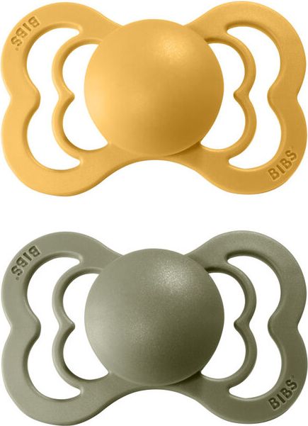 BIBS Supreme dudlíky ortodontické ze silikonu 2 ks, velikost 2, Honey Bee/Olive - obrázek 1
