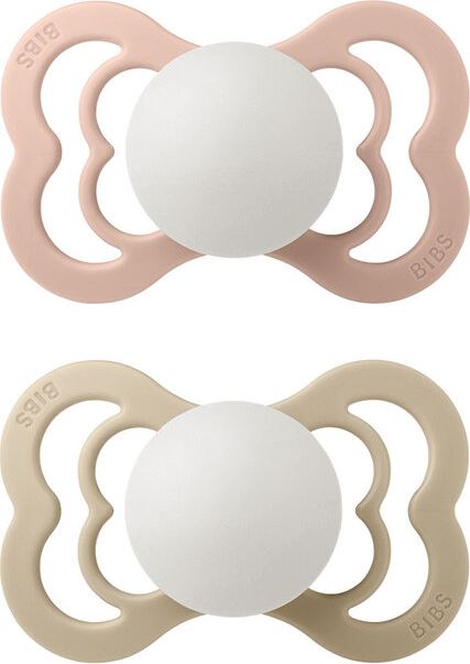 BIBS Supreme dudlíky ortodontické z přírodního kaučuku 2 ks, velikost 2, Blush nočný/Vanilla nočný - obrázek 1