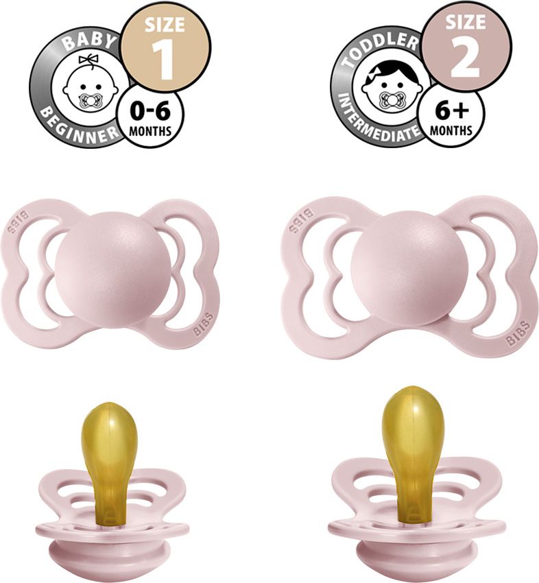 BIBS Supreme dudlíky ortodontické z přírodního kaučuku 2 ks, velikost 2, Blush nočný/Vanilla nočný - obrázek 3