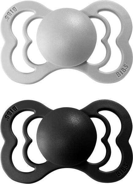 BIBS Supreme dudlíky ortodontické ze silikonu 2 ks, velikost 2, Cloud/Black - obrázek 1
