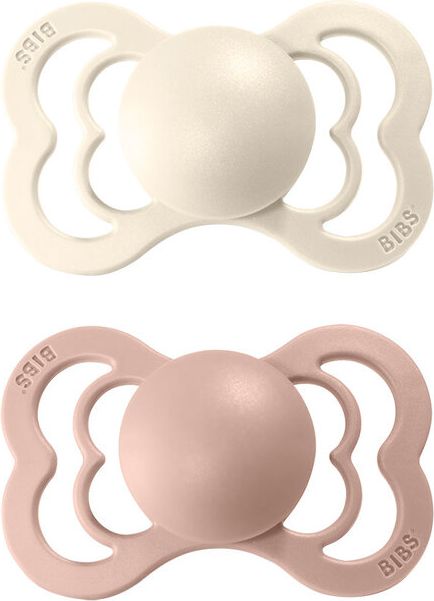 BIBS Supreme dudlíky ortodontické ze silikonu 2 ks, velikost 1, Ivory/Blush - obrázek 1