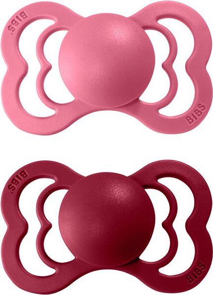BIBS Supreme dudlíky ortodontické ze silikonu 2 ks, velikost 2, Coral/Ruby - obrázek 1