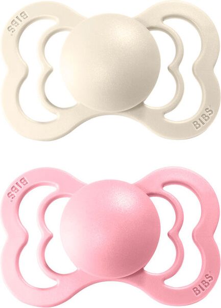 BIBS Supreme dudlíky ortodontické ze silikonu 2 ks, velikost 2, Iron/Baby Pink - obrázek 1