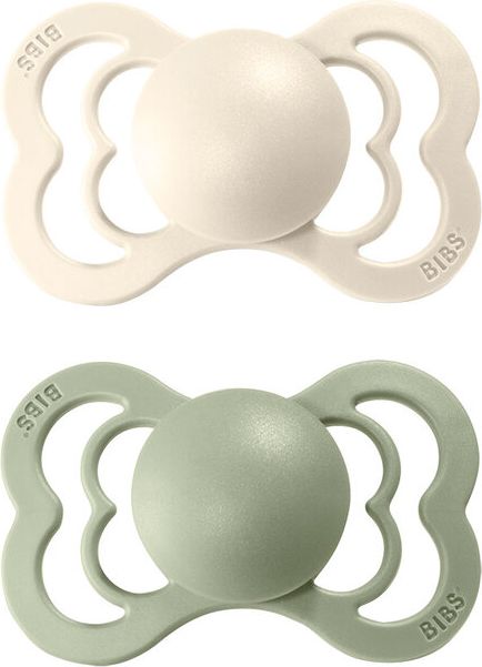 BIBS Supreme dudlíky ortodontické ze silikonu 2 ks, velikost 2, Ivory/Sage - obrázek 1