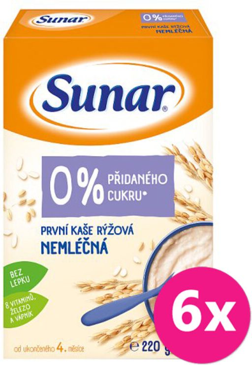 6x SUNAR První kaše nemléčná rýžová 220 g - obrázek 1