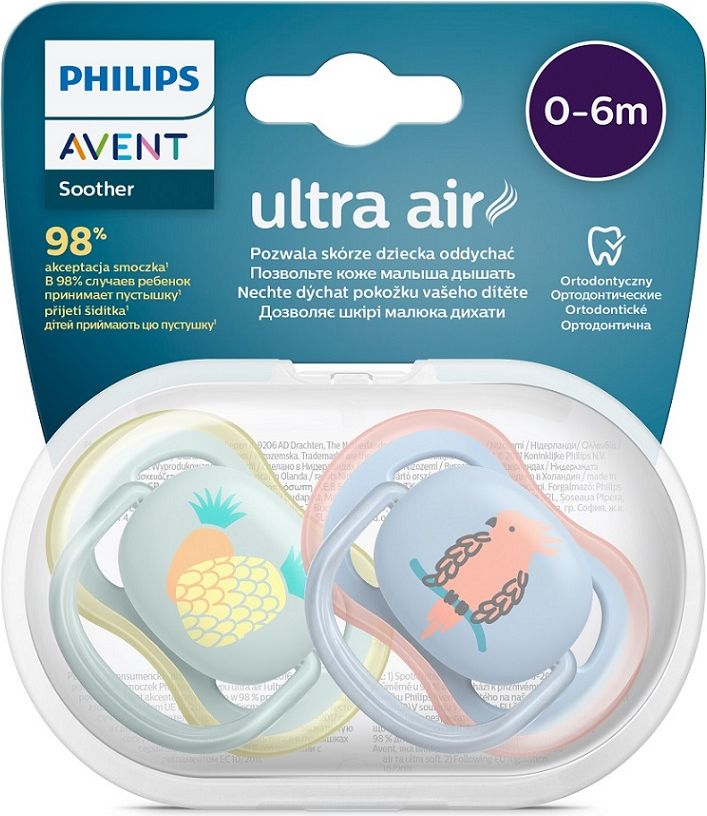 Philips AVENT Šidítko Ultra air Obrázek 0-6m chlapec (papoušek), 2 ks - obrázek 3