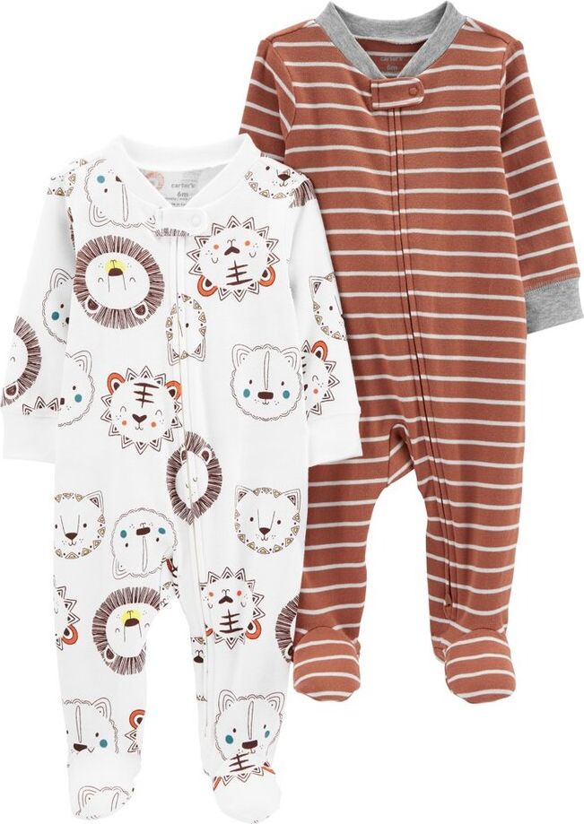 CARTER'S Overal na zip Sleep & Play Brown Lion kluk 2ks 6m - obrázek 1