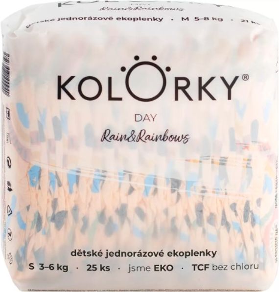 4x KOLORKY DAY Pleny jednorázové eko, déšť&duhy S (3-6 kg) 25 ks - obrázek 2