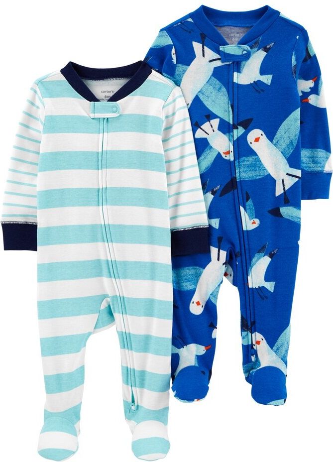 CARTER'S Overal na zip Sleep & Play Blue Seagull kluk 2ks NB/vel. 56 - obrázek 1