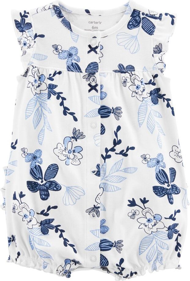 CARTER'S Overal letní krátký rukáv Blue Flowers holka 18m - obrázek 1