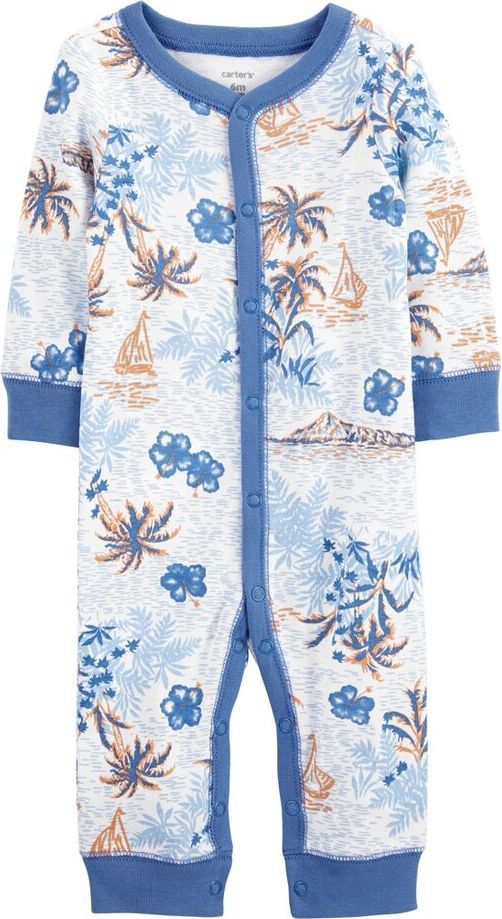CARTER'S Overal bez nožiček na druky Sleep&Play Blue Palm kluk 6m - obrázek 1