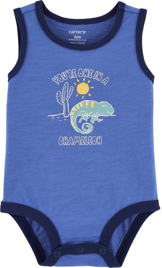 CARTER'S Body bez rukávů Blue Chameleon kluk NB/vel. 56 - obrázek 1