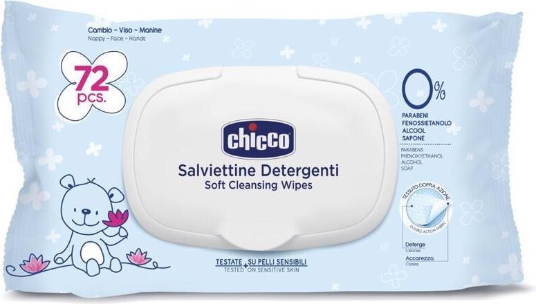 CHICCO Krém na dětský zadeček 100 ml + Dětské čisticí vlhčené ubrousky, 72 ks - obrázek 4