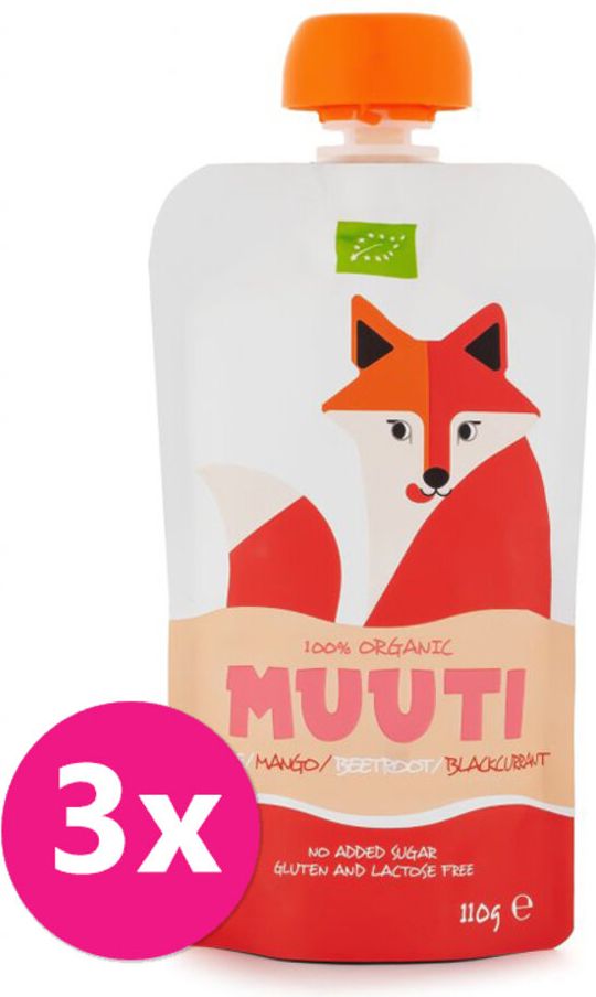 SALVEST Muuti BIO Jablko mango a černý rybíz s červenou řepou 3 x 110 g - obrázek 1