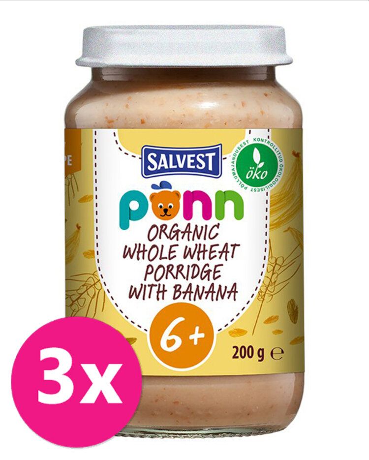 SALVEST Põnn BIO Banán s ovesnými vločkami 3 x 200 g - obrázek 1