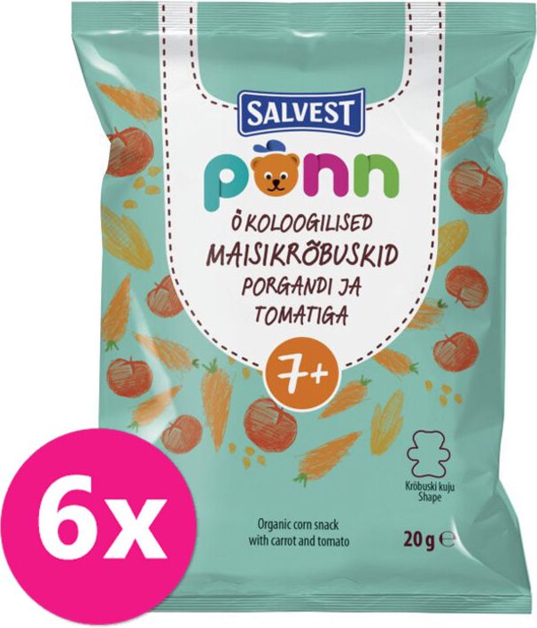 SALVEST Põnn BIO Křupky rajčatové 6 x 20 g - obrázek 1