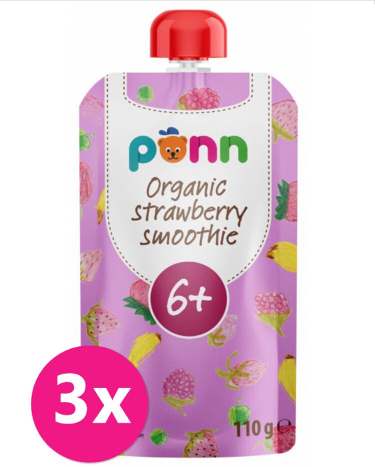 Salvest Põnn SALVEST Ponn BIO Ovocné pyré s malinami 3 x 110 g - obrázek 1