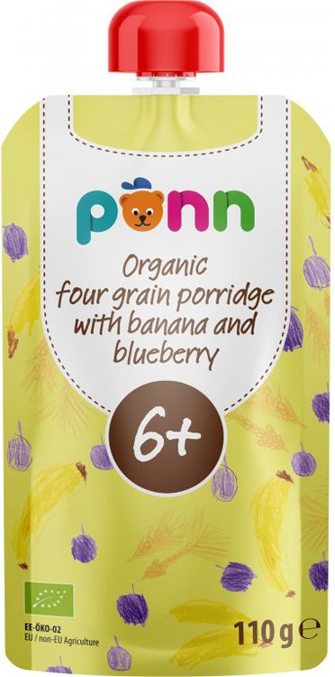 Salvest Põnn SALVEST Ponn BIO Pyré Banán s borůvkou a obilnými vločkami 3 x 110 g - obrázek 2
