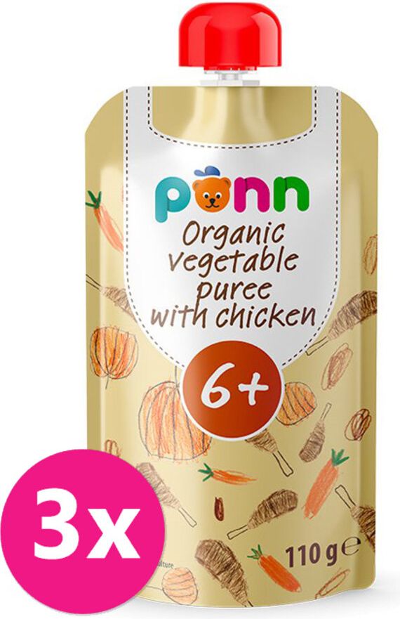 SALVEST Põnn BIO Kuřátko se zeleninovým pyré 3 x 110 g - obrázek 1