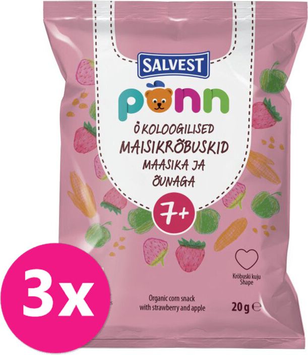 SALVEST Põnn BIO Křupky jahodové 3 x 20 g - obrázek 1