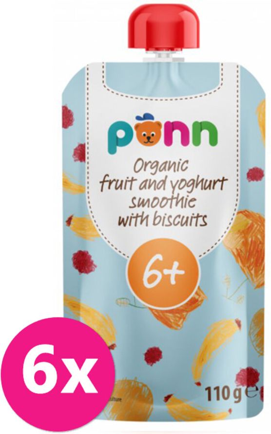 Salvest Põnn BIO Ovocné smoothie s jogurtem a sušenkami 6 x 110 g - obrázek 1