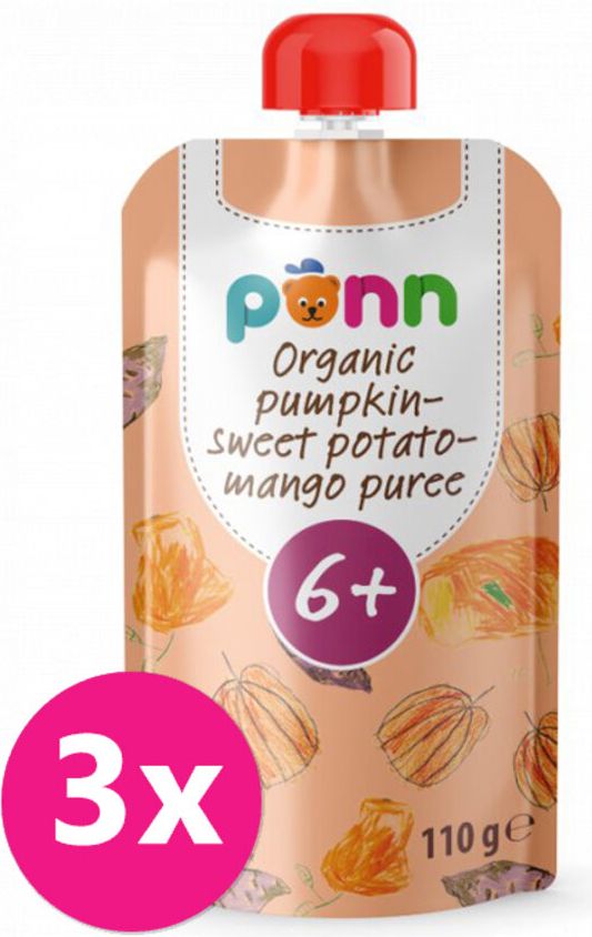 SALVEST Põnn BIO Pyré z dýně, brambor a manga 3 x 110 g - obrázek 1