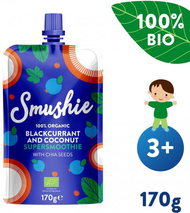 Salvest Smushie BIO Ovocné smoothie s černým rybízem, kokosovým mlékem a chia semínky 3 x 170 g - obrázek 3