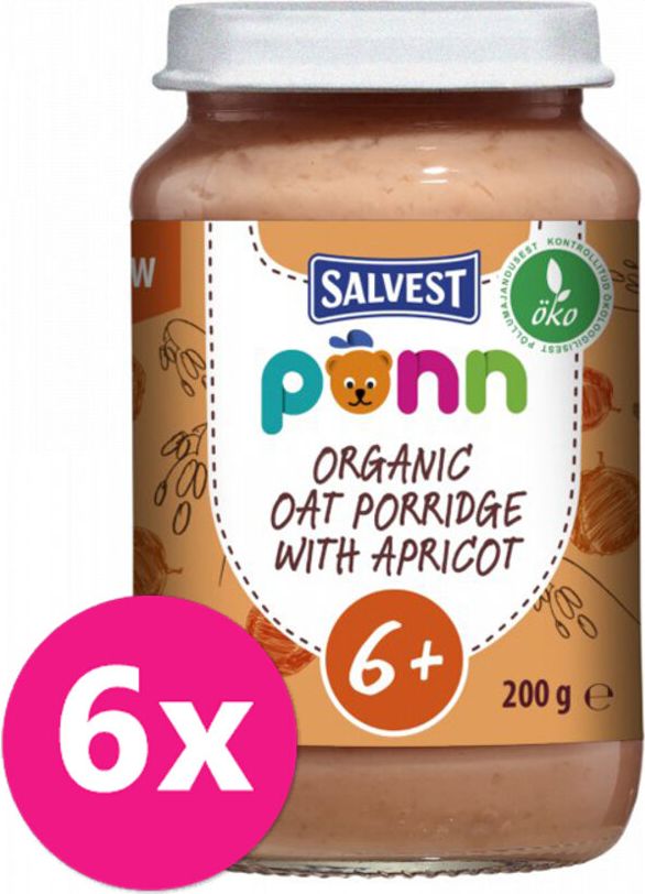 Salvest Põnn BIO Meruňky s ovesnými vločkami 6 x 200 g - obrázek 1