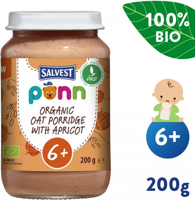 Salvest Põnn BIO Meruňky s ovesnými vločkami 6 x 200 g - obrázek 3