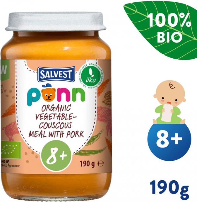 Salvest Põnn BIO Vepřové maso s kuskusem a zeleninou 6 x 190 g - obrázek 3