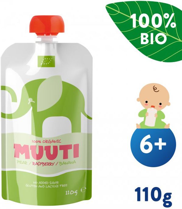 Salvest Muuti BIO Hruška a banán s malinou 6 x 110g - obrázek 3
