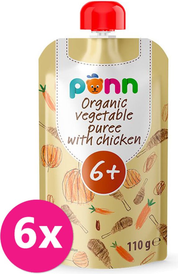 Salvest Põnn BIO Kuřátko se zeleninovým pyré 6 x 110 g - obrázek 1