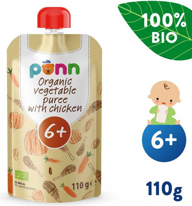 Salvest Põnn BIO Kuřátko se zeleninovým pyré 6 x 110 g - obrázek 3