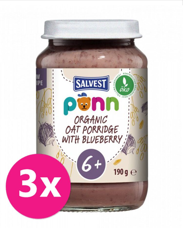 SALVEST Põnn BIO Borůvky s ovesnými vločkami 3 x 190 g - obrázek 1
