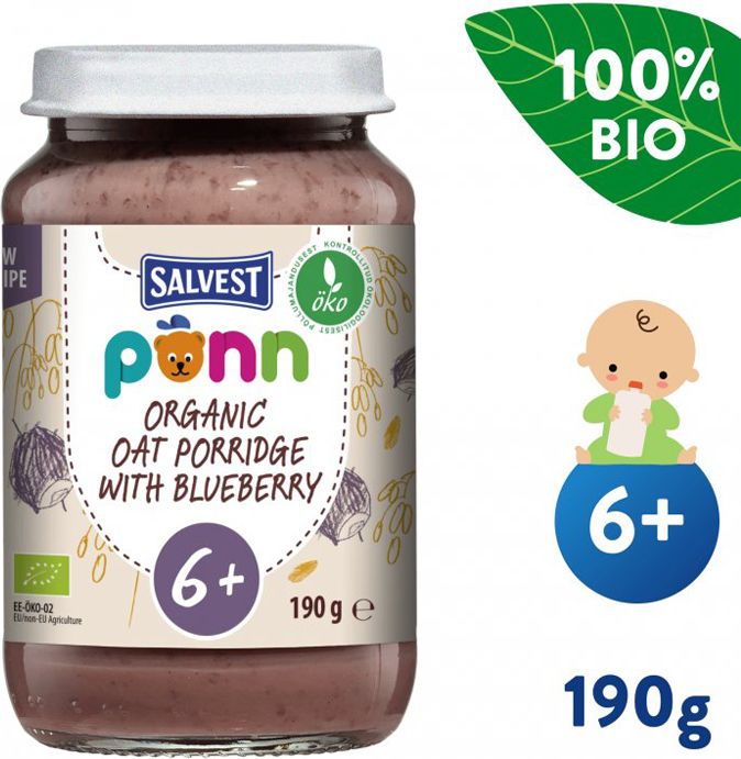 SALVEST Põnn BIO Borůvky s ovesnými vločkami 3 x 190 g - obrázek 3