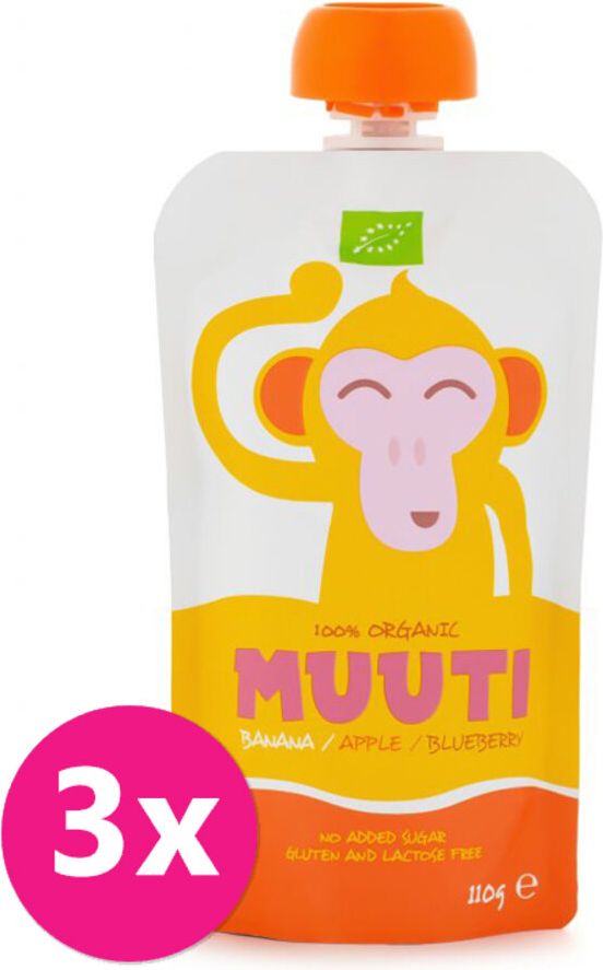 SALVEST Muuti BIO Banán jablko a borůvky 3 x 110 g - obrázek 1