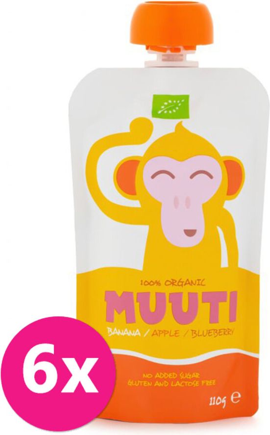 SALVEST Muuti BIO Banán jablko a borůvky 6 x 100 g - obrázek 1