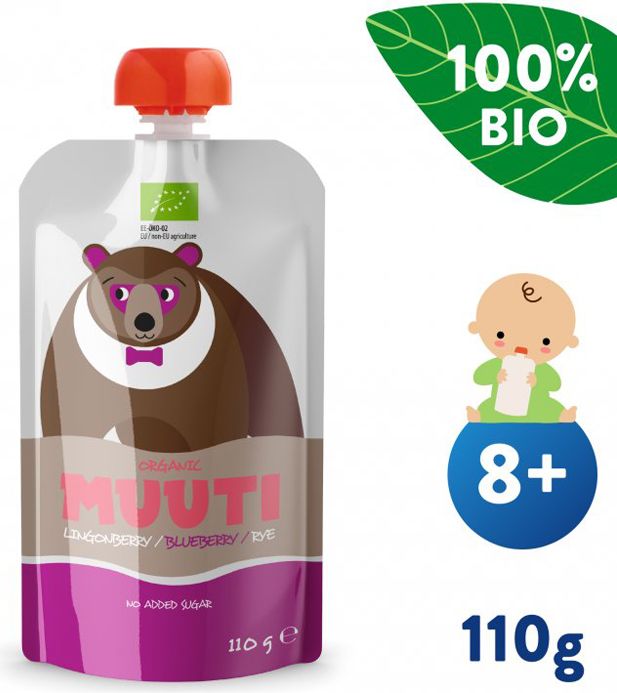 SALVEST Muuti BIO Ovocné pyré s brusinkami borůvkami a ovesnými vločkami 3 x 110 g - obrázek 4