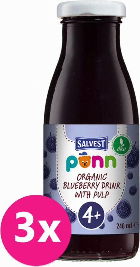 SALVEST Põnn BIO Šťáva borůvková s dužinou 3 x 240 ml - obrázek 1