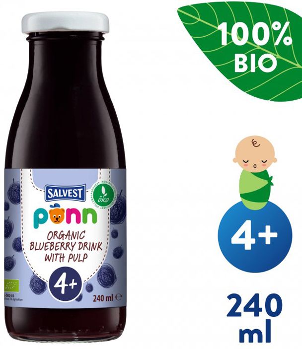 SALVEST Põnn BIO Šťáva borůvková s dužinou 3 x 240 ml - obrázek 3