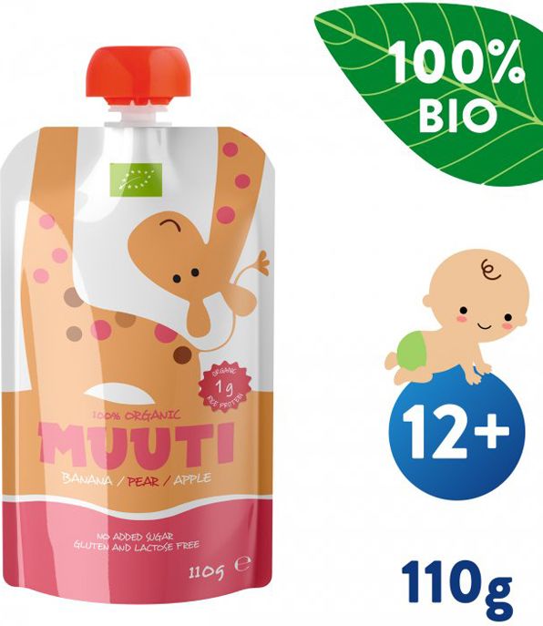 SALVEST Muuti BIO Ovocné pyré s ananasovou šťávou a rýžovým proteinem 3 x 110 g - obrázek 3