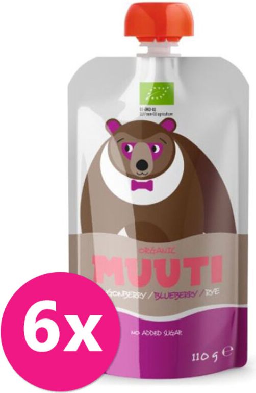 SALVEST Muuti BIO Ovocné pyré s brusinkami borůvkami a ovesnými vločkami 6 x 100 g - obrázek 1