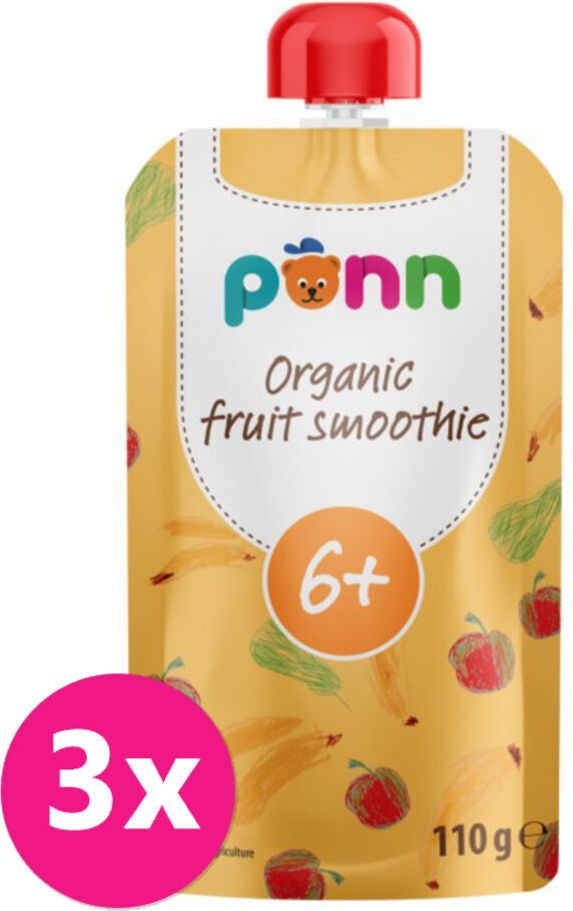 Salvest Põnn SALVEST Ponn BIO Ovocné smoothie s ananasem 3 x 110 g - obrázek 1