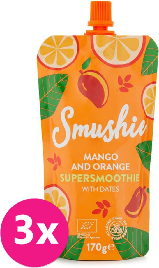 Salvest Smushie BIO Ovocné smoothie s mangem, pomerančem a datlemi 3 x 170 g - obrázek 1