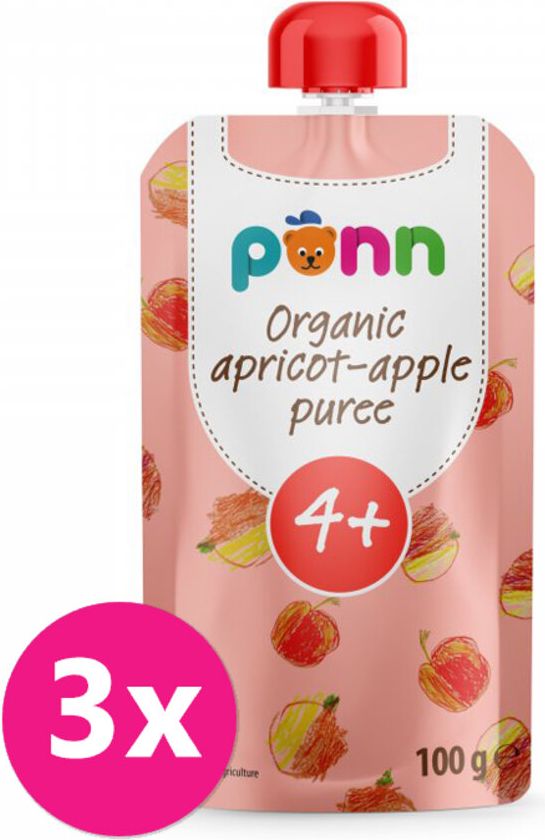 Salvest Põnn SALVEST Ponn BIO Meruňka s jablkem 3 x 100 g - obrázek 1