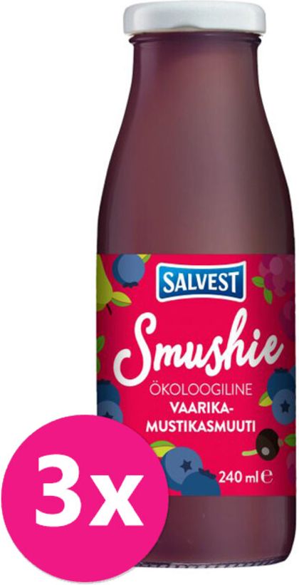 SALVEST Smushie BIO Smoothie ovocné s borůvkami, malinami a černým rybízem 3 x 240 ml - obrázek 1