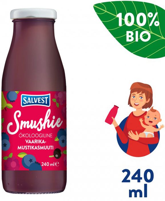 SALVEST Smushie BIO Smoothie ovocné s borůvkami, malinami a černým rybízem 3 x 240 ml - obrázek 3