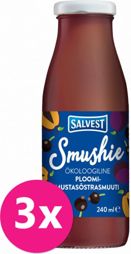 SALVEST Smushie BIO Smoothie ovocné s černým rybízem a švestkami 3 x 240 ml - obrázek 1